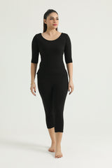 Black Women Thermal 3 Quater Shirt