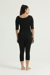 Black Women Thermal 3 Quater Shirt