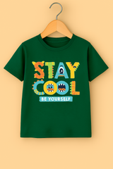 Stay Cool Kids T-Shirt – 100% Cotton Comfort Jersey | Navy, Dark Green & White