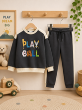 Play Ball Co-ord Set – Charcoal & Cream Color