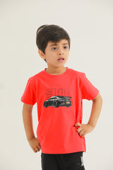 911 Graphic Tee | Boys Cotton T-Shirt | Sky Blue & Red
