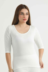 White Women Thermal 3 Quarter Shirt