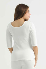 White Women Thermal 3 Quarter Shirt