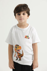 Kids’ Wild Dino Graphic T-Shirt – White