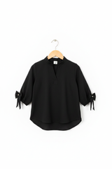 Black Crepe Kids Top - Wooden Hanger