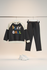 Charcoal & Cream Co-ord Set – Play Ball Print
