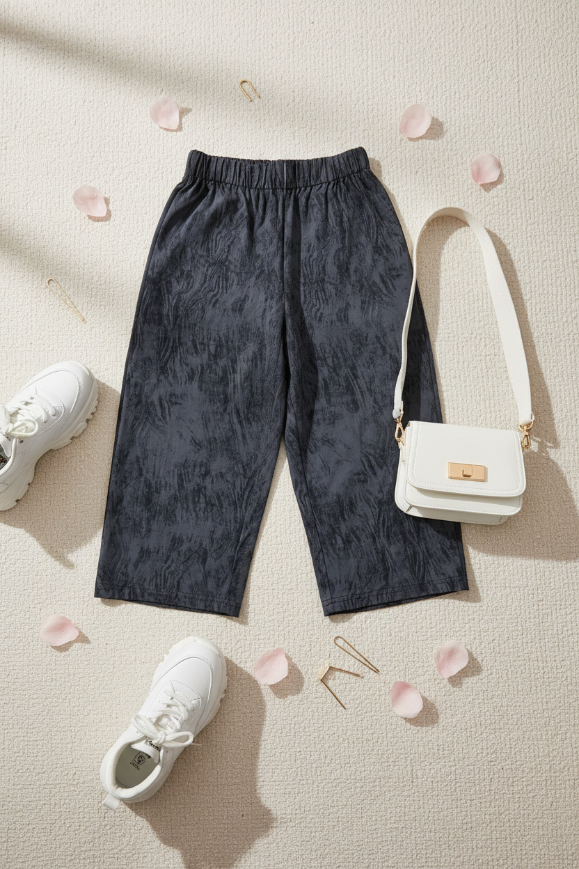 Girls Charcoal Wide-Leg Trouser Styled Editorial