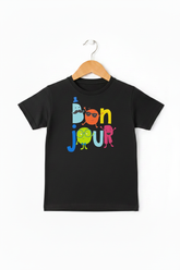 Kids Black Bonjour Tee - Eye Catching Premium Shot