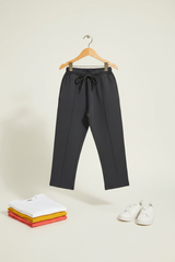 Kids Black Pin Tuck Trouser – 3D Hanging with Folded Stacked Tops & Shoes