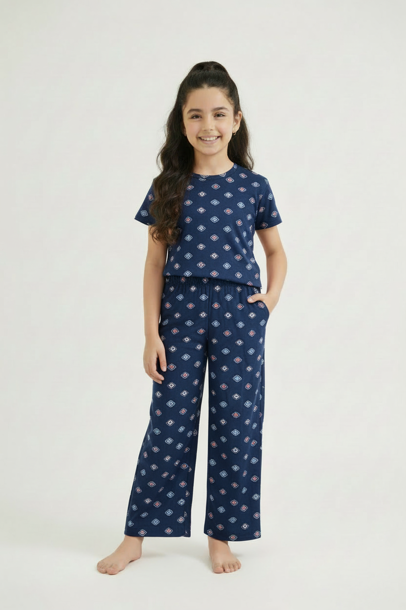 Navy Geometric Set - Clear Model Shot