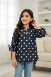 Navy Polka Dot Top - Lifestyle Shot
