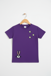 Purple T-Shirt with Patches - Hanger