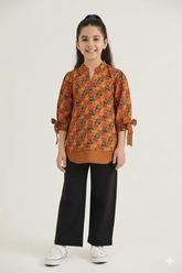 Rust Floral Top - Model Shot