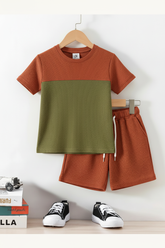 Rust & Olive Waffle-Knit Set - Hanger Style