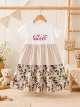 Sweet 3-Tier Girls Frock — White, Beige & Earthy Floral