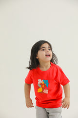 Block Floral Print (Red)
