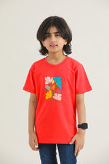 Block Floral Print (Red)