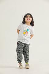 Block Floral Print(White)