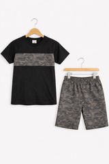 Black camo kids summer tshirt and shorts