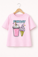 Baby pink "Fun Day" Over Size Kids T-shirt