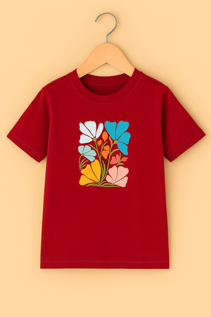 Block Floral Print(Maroon)