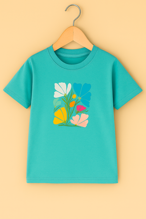 Block Floral Print(Sky Blue)