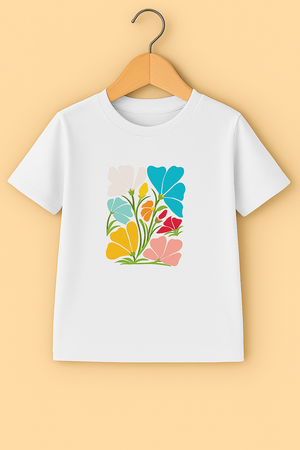 Block Floral Print(White)