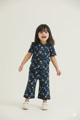 Greeny flowers printed kids summer tshirt & trouser