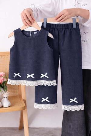 Heritage Bow Girls Denim Set