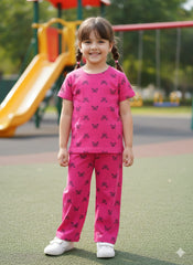Pink butterfly kids summer tshirt & trouser