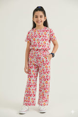 Hearts printed kids summer tshirt & trouser