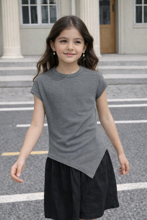 Girl Textured charcoal Everyday Top