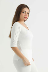 White Thermal 3 Quarter Shirt