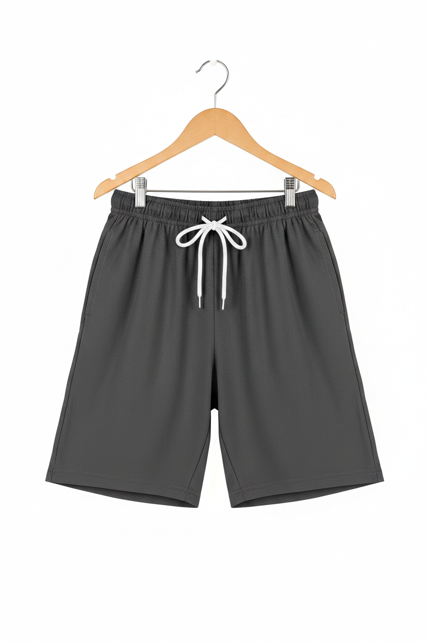 Boys Charcoal Mesh Shorts 3D Hanger Shot