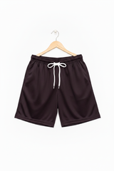 Dark Maroon Mesh Shorts 3D Hanger with Drawcord