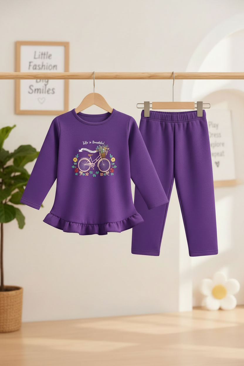 Final 2:3 product listing image of the purple girls’ outfit