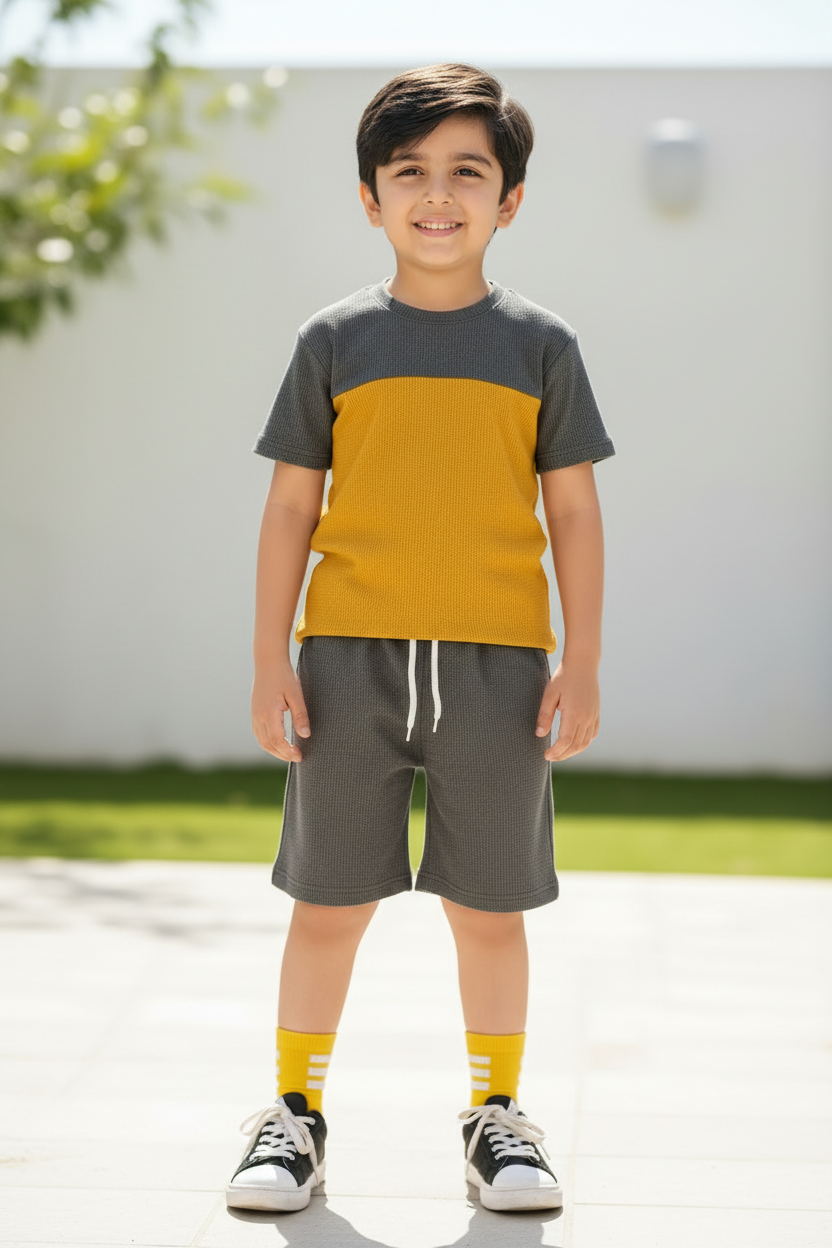Grey & Mustard Boy Model - With Sneakers & Socks