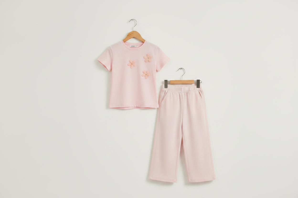 Hanger shot - t-shirt and trousers separated
