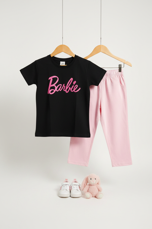 Girls Barbie Co-ord Set – Graphic Tee & Pink Trouser