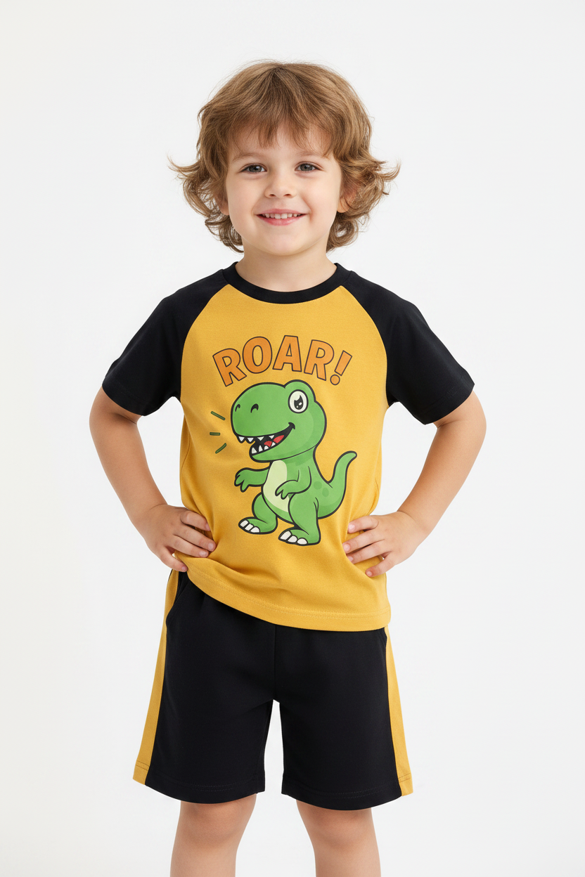 Kids ROAR Dinosaur Raglan Set - Updated Shorts