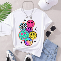 Kids White Retro Smiley Flat Lay