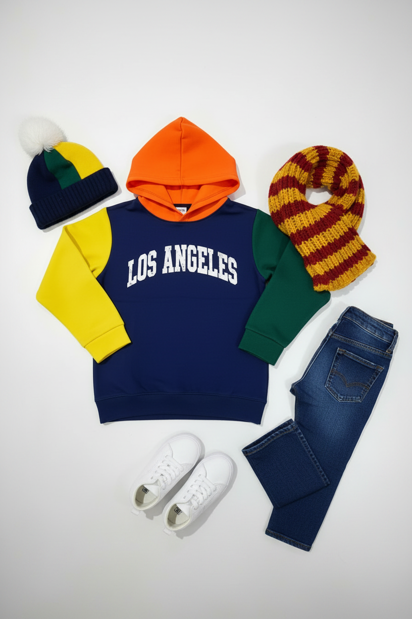 Los Angeles Colorblock Kids Hoodie – Styled Winter Lookbook