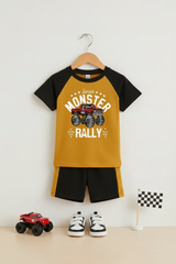 Monster Rally Hanger Shot - Black Shorts Mustard Panels