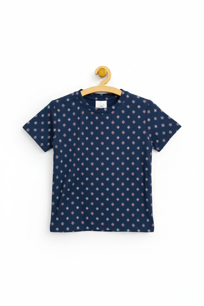 Navy Geometric T-Shirt 3D Hanger