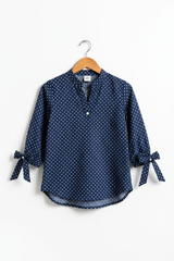 Navy Polka Dot Shirt - Wooden Hanger