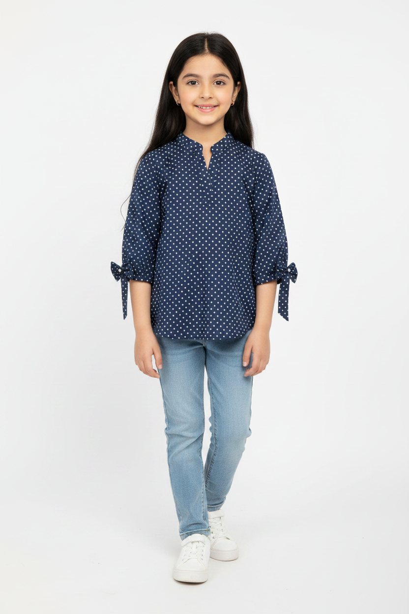 Navy Polka Dot - Smart Cute Girl