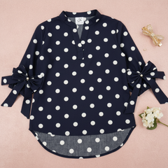 Navy Polka Dot Top - Premium Product Shot