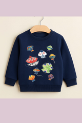 Basant festival kites kids Navy winter sweatshirt