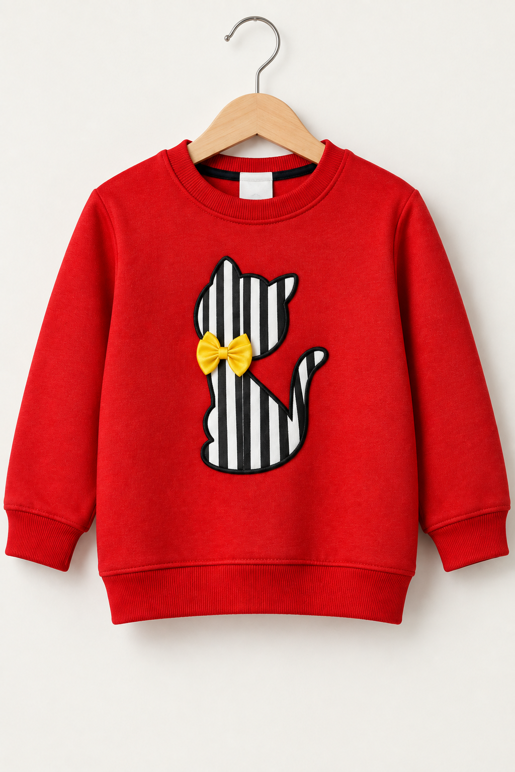 Premium hanging image of the red cat sweatshirt only