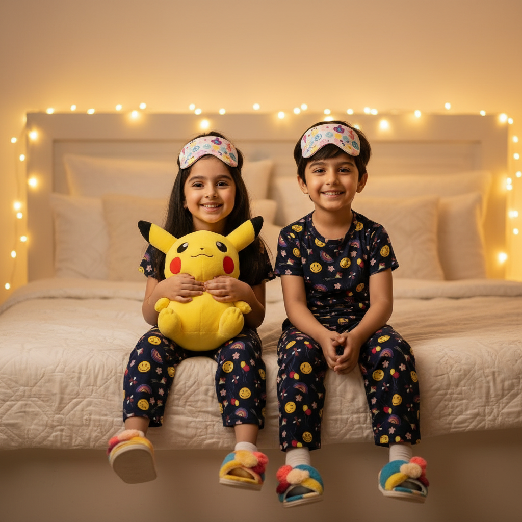 Smiley Coord Night Suit – Bedroom Sleepover Vibe